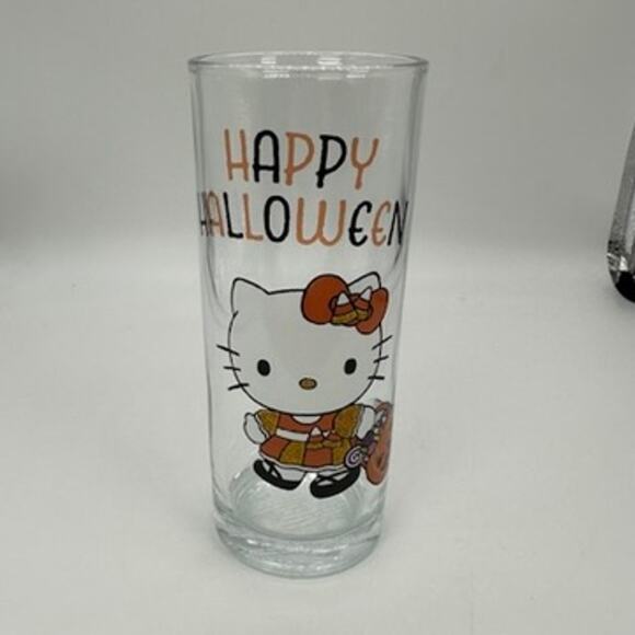 Hello Kitty Halloween Drinking Glasses Glassware Set of 4 Pumpkin Spider Cat New - Picture 8 of 13